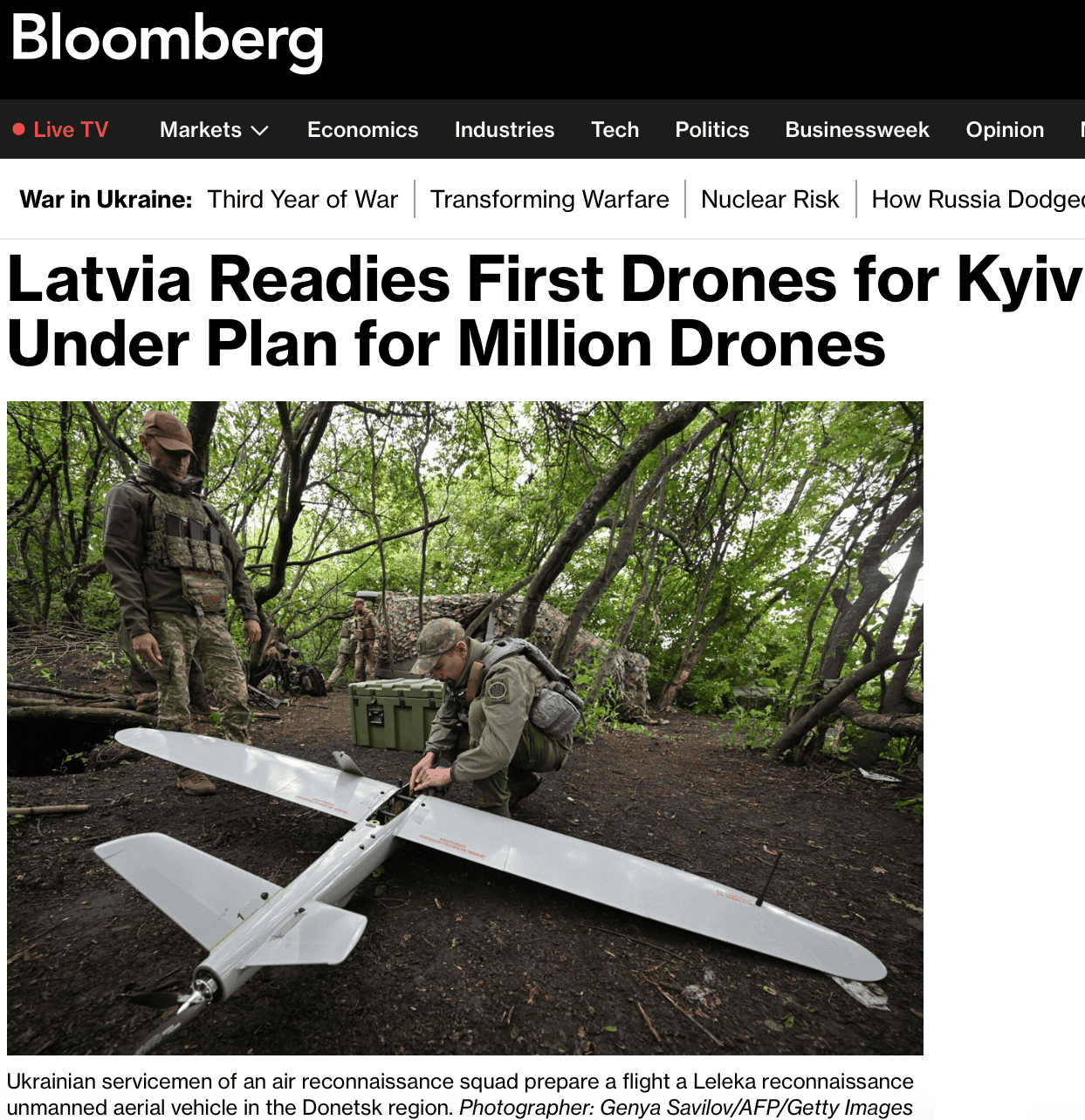 https://www.bloomberg.com/news/articles/2024-04-16/latvia-readies-first-drones-for-kyiv-under-plan-for-million-uavs